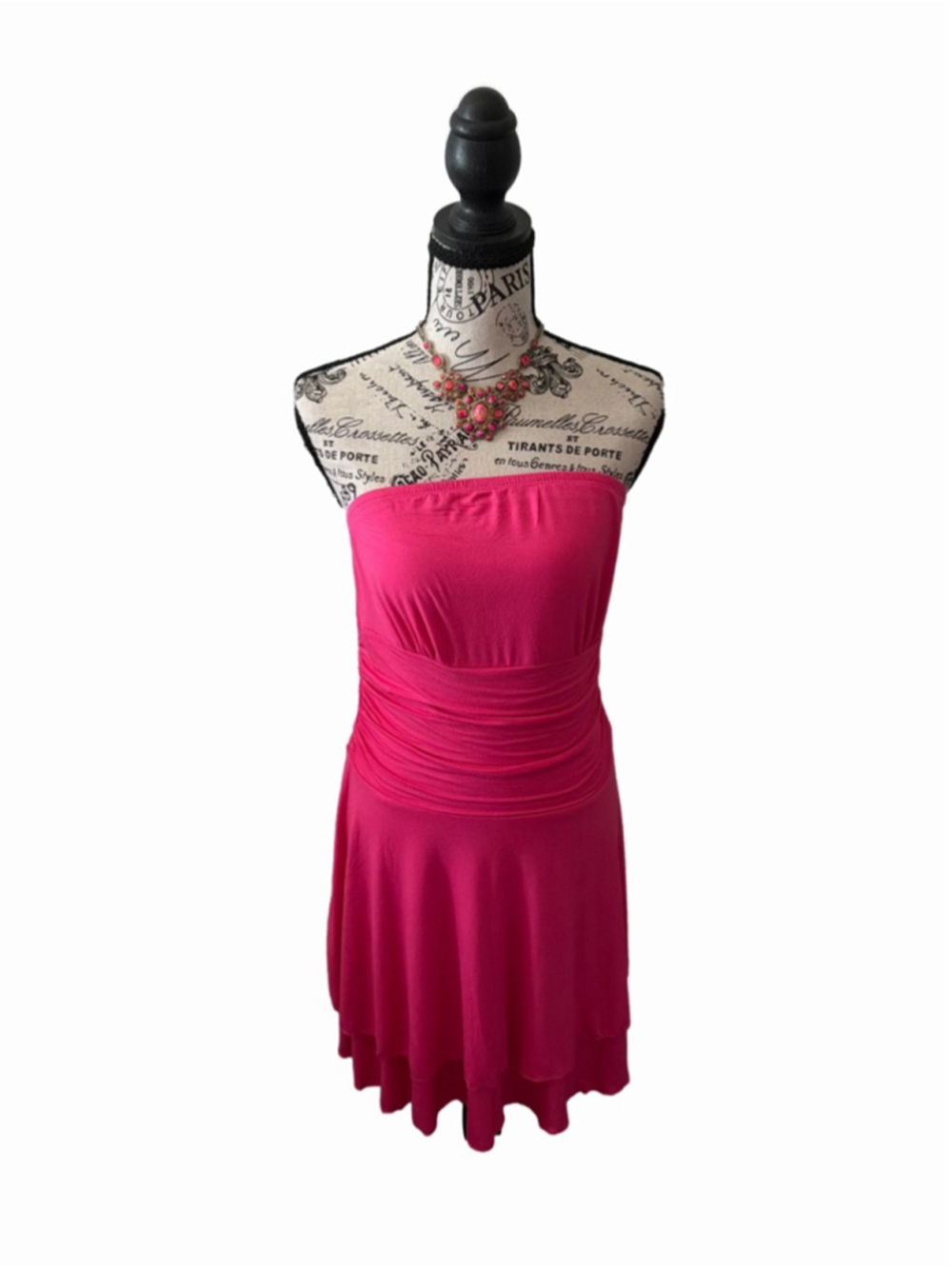MEROKEETY Pink Strapless Dress